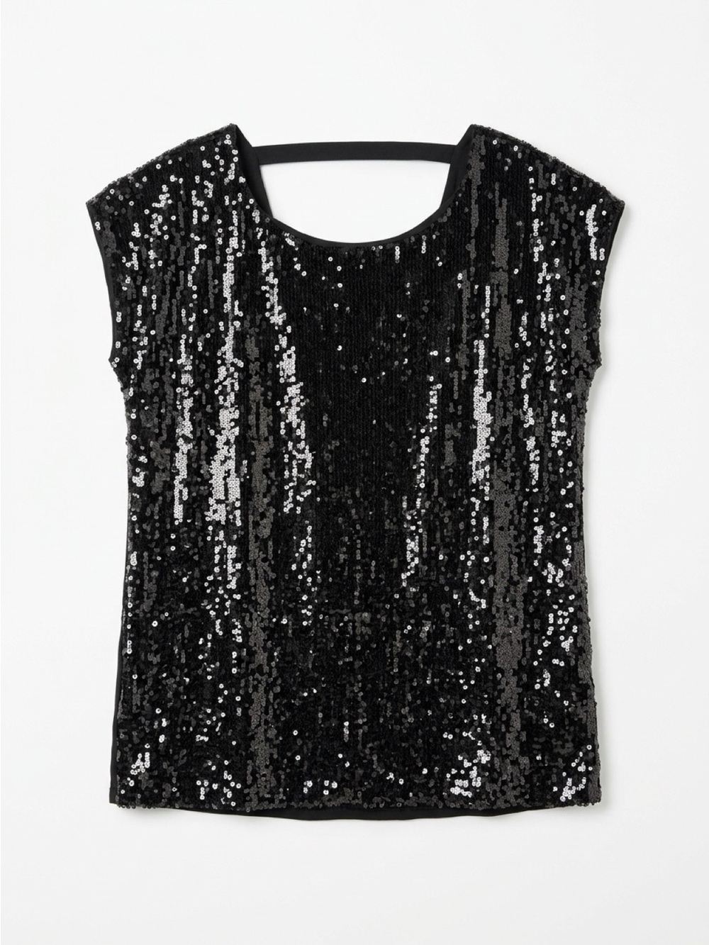 Black Sequin Short Sleeve Tee